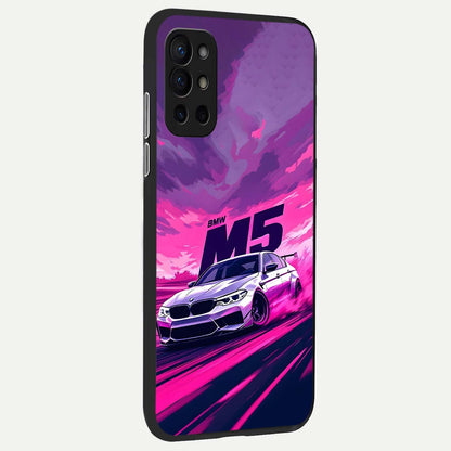  MS Neon Car back cover For OnePlus 9R slim fit glass case with vibrant aesthetic design
