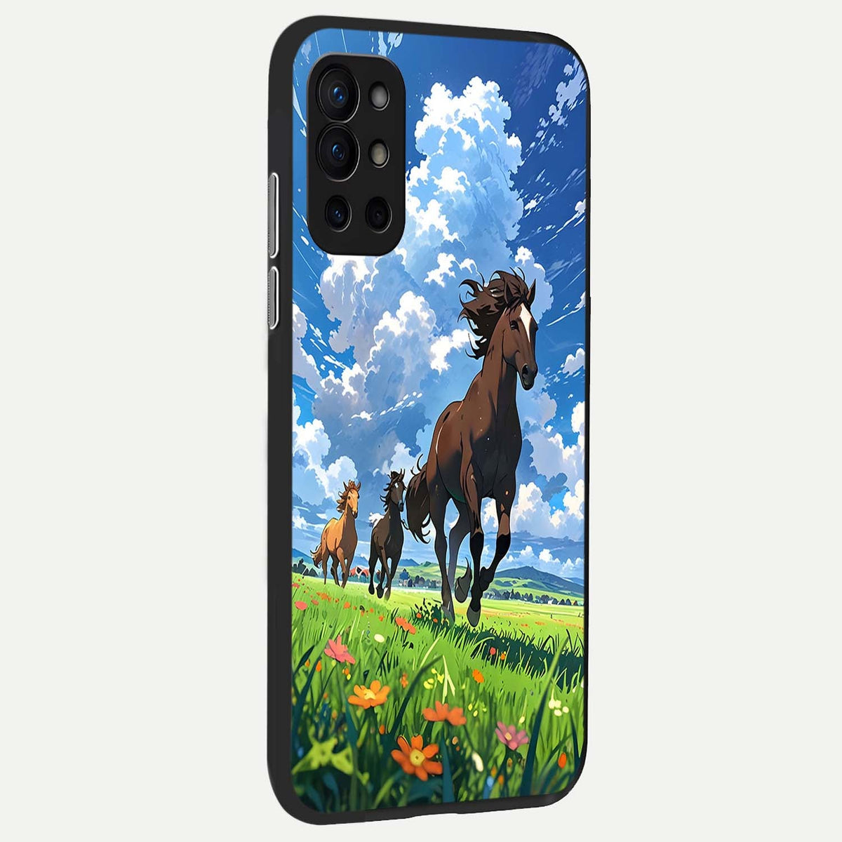 Majestic Horses Galloping back cover For OnePlus 9R slim fit glass case with vibrant aesthetic design