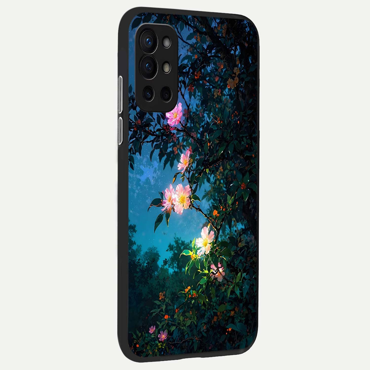  Midnight Bloom Glow back cover For OnePlus 9R slim fit glass case with vibrant aesthetic design