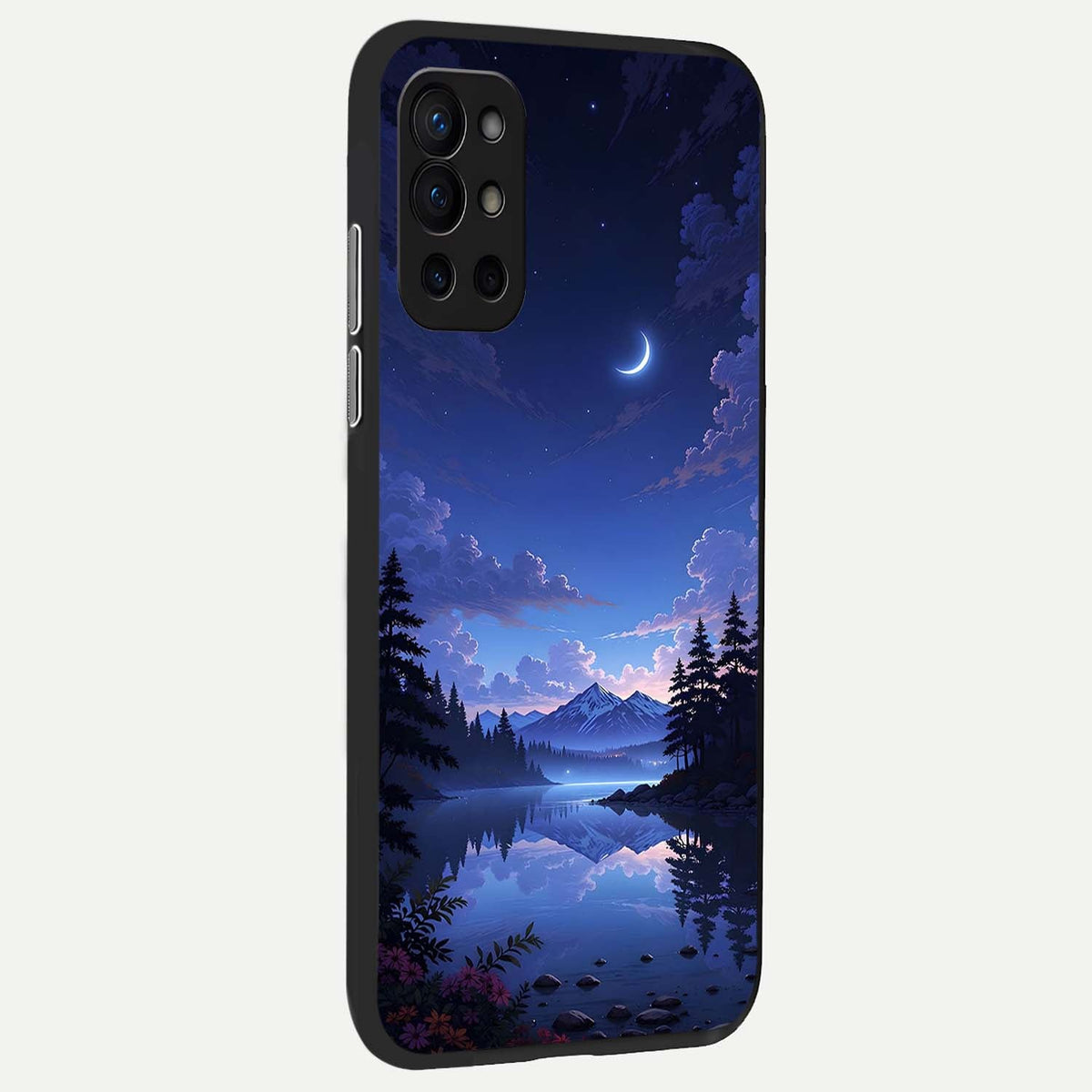  Midnight Lake Peace back cover For OnePlus 9R slim fit glass case with vibrant aesthetic design