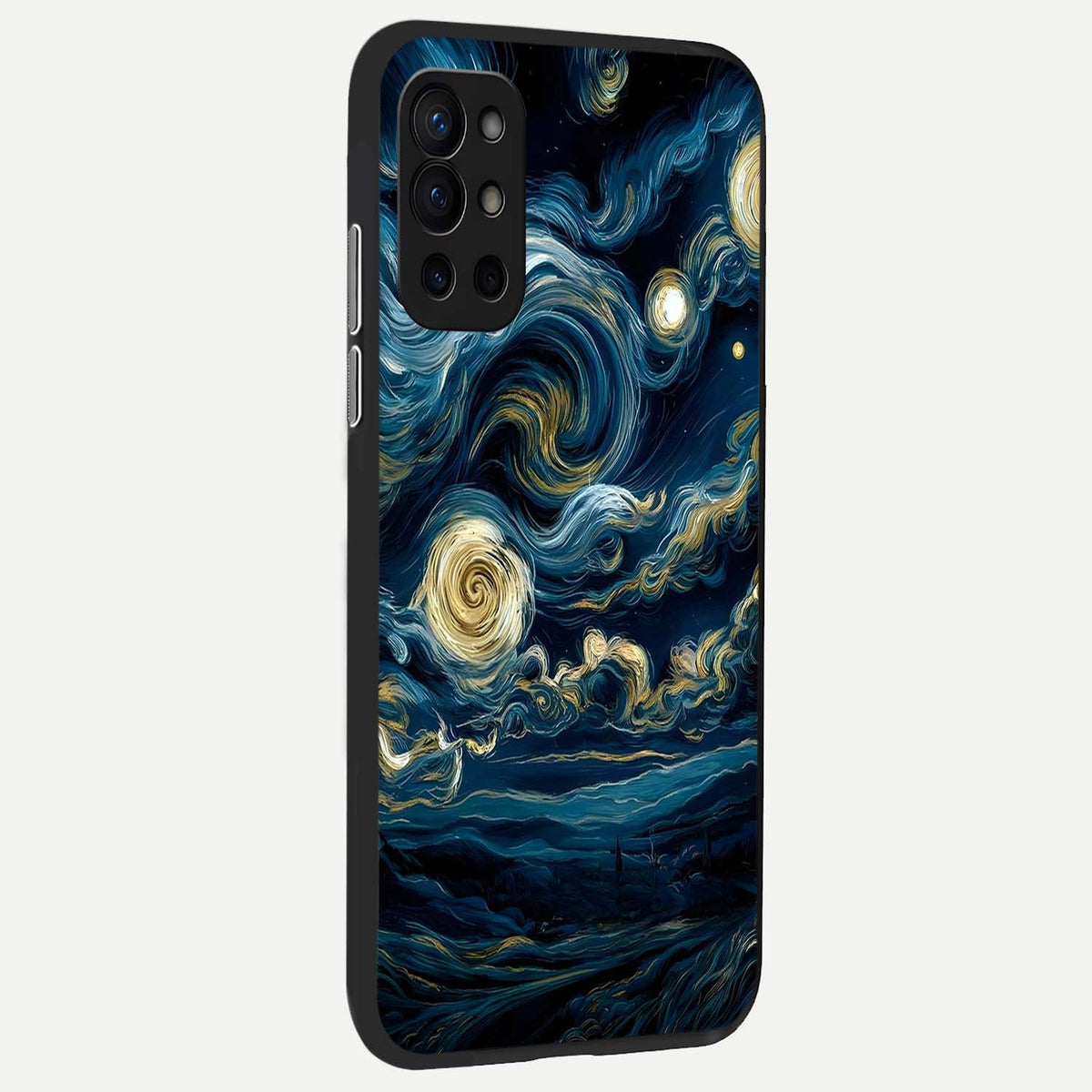  Midnight Sky Whirl back cover For OnePlus 9R slim fit glass case with vibrant aesthetic design