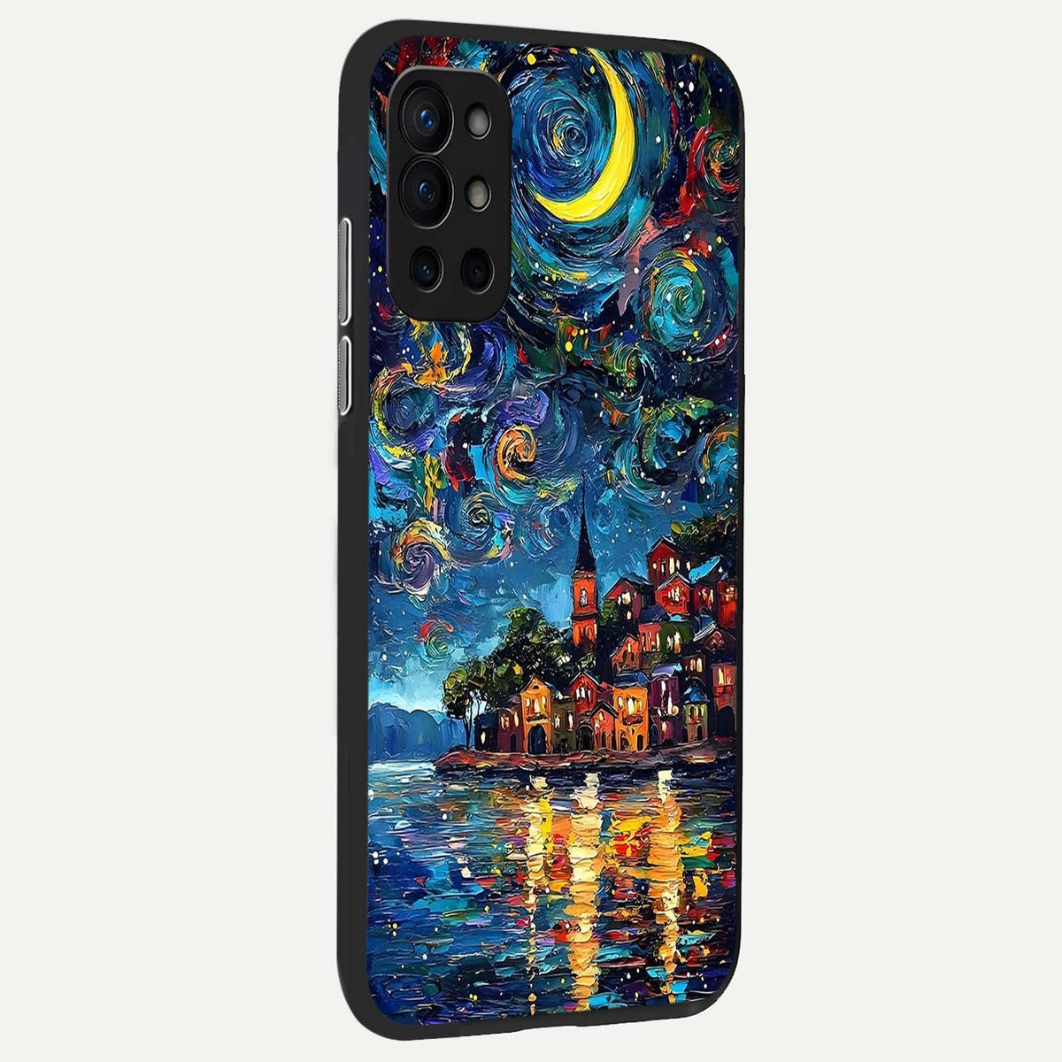  Moonlight Harbor Glow back cover For OnePlus 9R slim fit glass case with vibrant aesthetic design