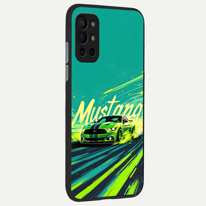  Mustang Bang back cover For OnePlus 9R slim fit glass case with vibrant aesthetic design