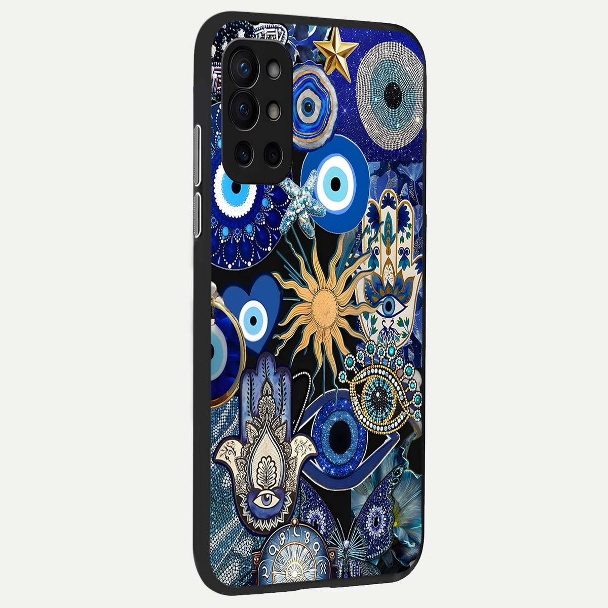  Mystic Blue Evil Eye back cover For OnePlus 9R slim fit glass case with vibrant aesthetic design