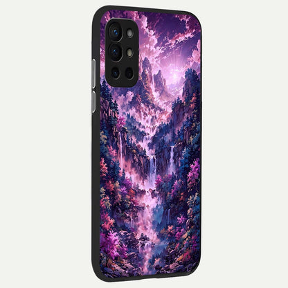 Mystic Cascade Peaks back cover For OnePlus 9R slim fit glass case with vibrant aesthetic design