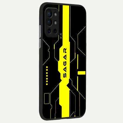 Neon CYBERPUNK Custom Name back cover For OnePlus 9R slim fit glass case with vibrant aesthetic design
