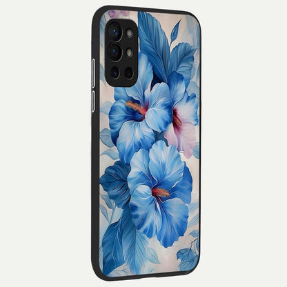  Ocean Hibiscus Grace back cover For OnePlus 9R slim fit glass case with vibrant aesthetic design