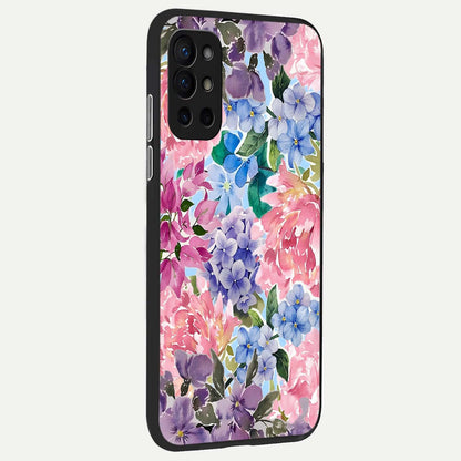  Pastel Floral Mix back cover For OnePlus 9R slim fit glass case with vibrant aesthetic design