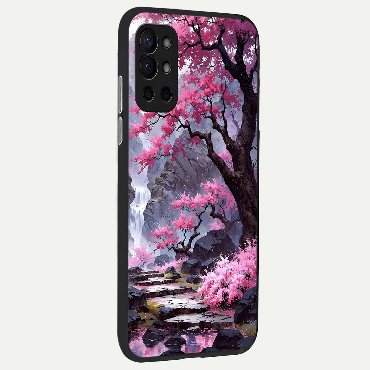  Pink Sunflower Glow back cover For OnePlus 9R slim fit glass case with vibrant aesthetic design
