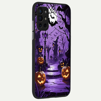  Pumpkin Patch Halloween back cover For OnePlus 9R slim fit glass case with vibrant aesthetic design