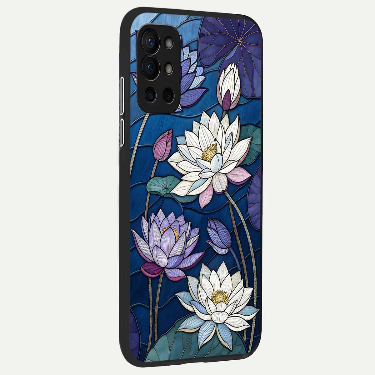  Purple Lotus Stained back cover For OnePlus 9R slim fit glass case with vibrant aesthetic design