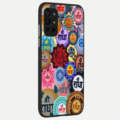  Radha Divine Bloom back cover For OnePlus 9R slim fit glass case with vibrant aesthetic design
