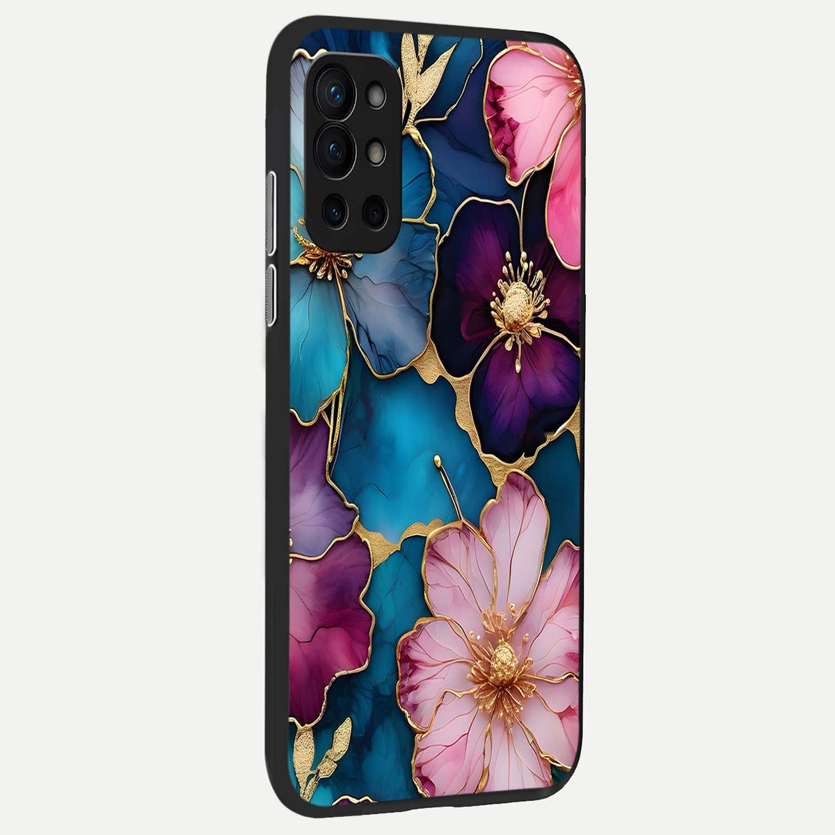  Sparkle Floral back cover For OnePlus 9R slim fit glass case with vibrant aesthetic design