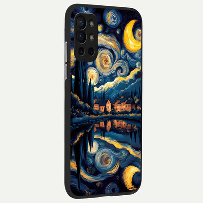  Starry Sky Serenity back cover For OnePlus 9R slim fit glass case with vibrant aesthetic design