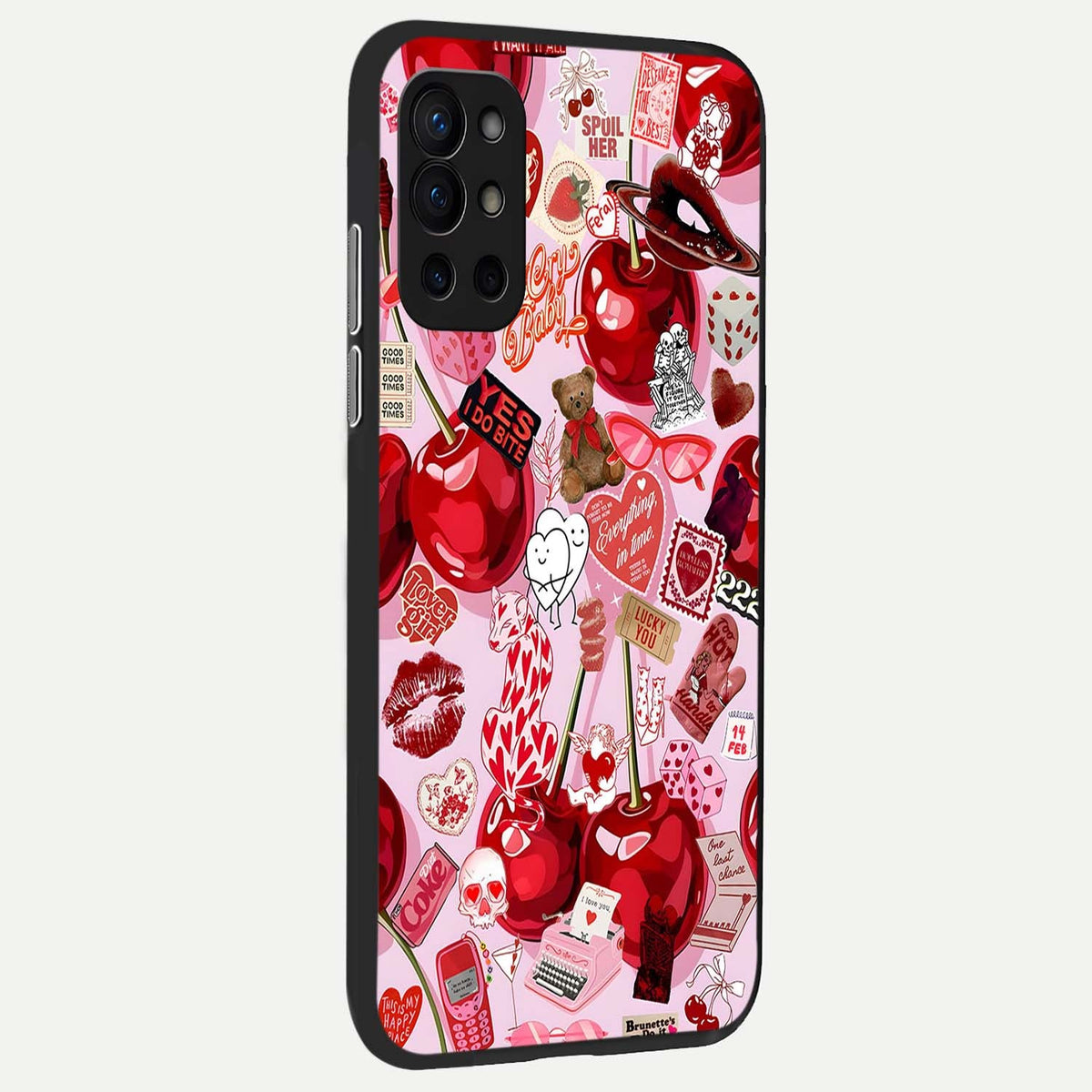  Sweet Cherry Chaos back cover For OnePlus 9R slim fit glass case with vibrant aesthetic design