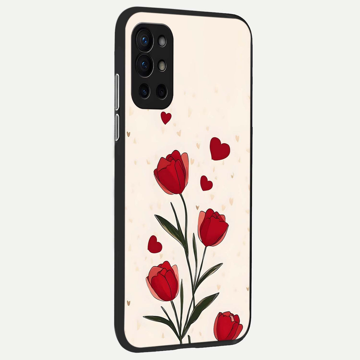  Tulip With Heart back cover For OnePlus 9R slim fit glass case with vibrant aesthetic design