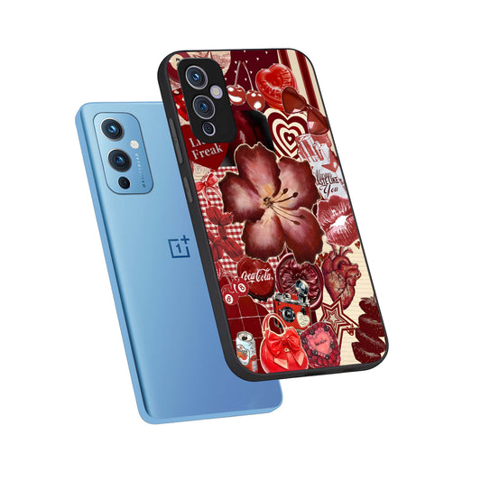  Aesthetic Little Freak phone case For OnePlus 9 showing premium glass back cover with detailed artwork