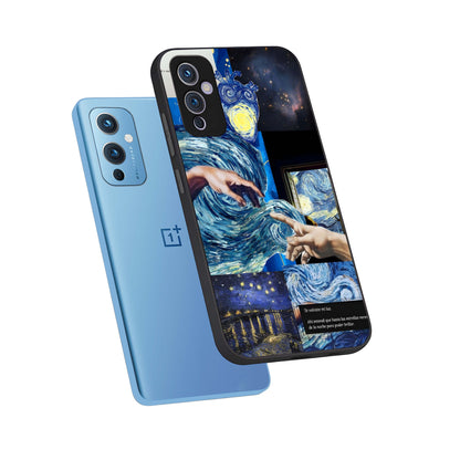  Aesthetic Vando Hands phone case For OnePlus 9 showing premium glass back cover with detailed artwork