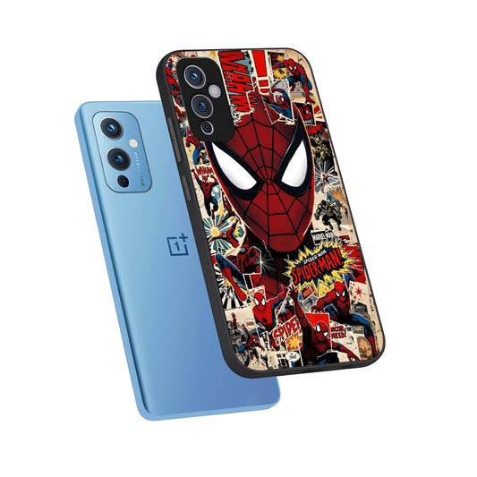  Aesthetic Wonder Spider phone case For OnePlus 9 showing premium glass back cover with detailed artwork