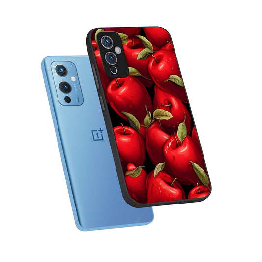  Apple Pattern phone case For OnePlus 9 showing premium glass back cover with detailed artwork