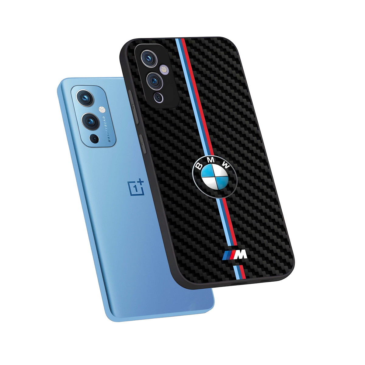  BMW Pattern phone case For OnePlus 9 showing premium glass back cover with detailed artwork