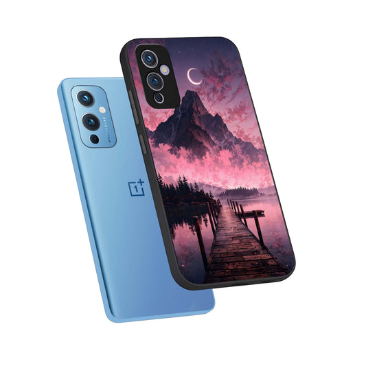  Beautiful Mountain View phone case For OnePlus 9 showing premium glass back cover with detailed artwork