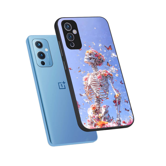  Bloom Beyond Bones phone case For OnePlus 9 showing premium glass back cover with detailed artwork