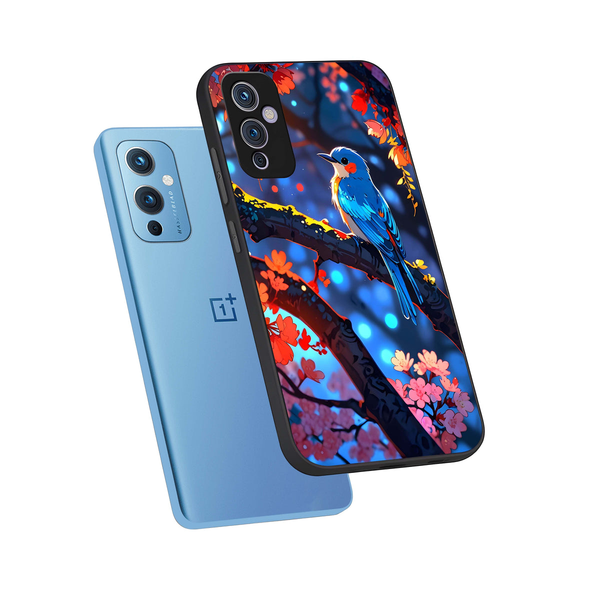  Blooming Water Drift phone case For OnePlus 9 showing premium glass back cover with detailed artwork