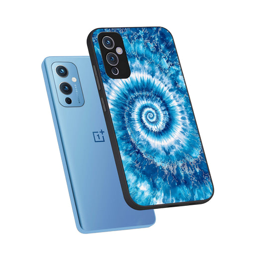  Blue Galaxy Wave phone case For OnePlus 9 showing premium glass back cover with detailed artwork