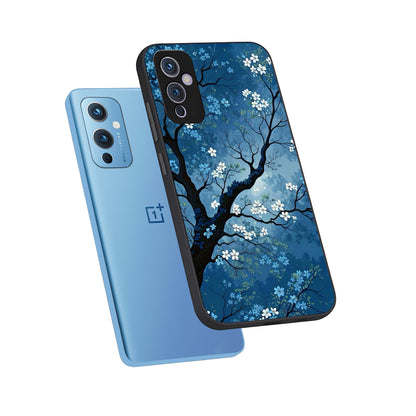  Blue Tree Serenity phone case For OnePlus 9 showing premium glass back cover with detailed artwork