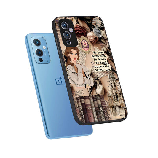  Bookish Dream World phone case For OnePlus 9 showing premium glass back cover with detailed artwork