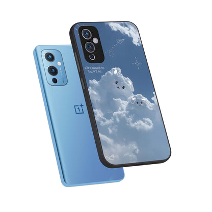 Cloud Bunny Dreams phone case For OnePlus 9 showing premium glass back cover with detailed artwork