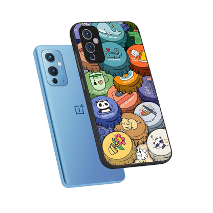  Coins Patterns phone case For OnePlus 9 showing premium glass back cover with detailed artwork