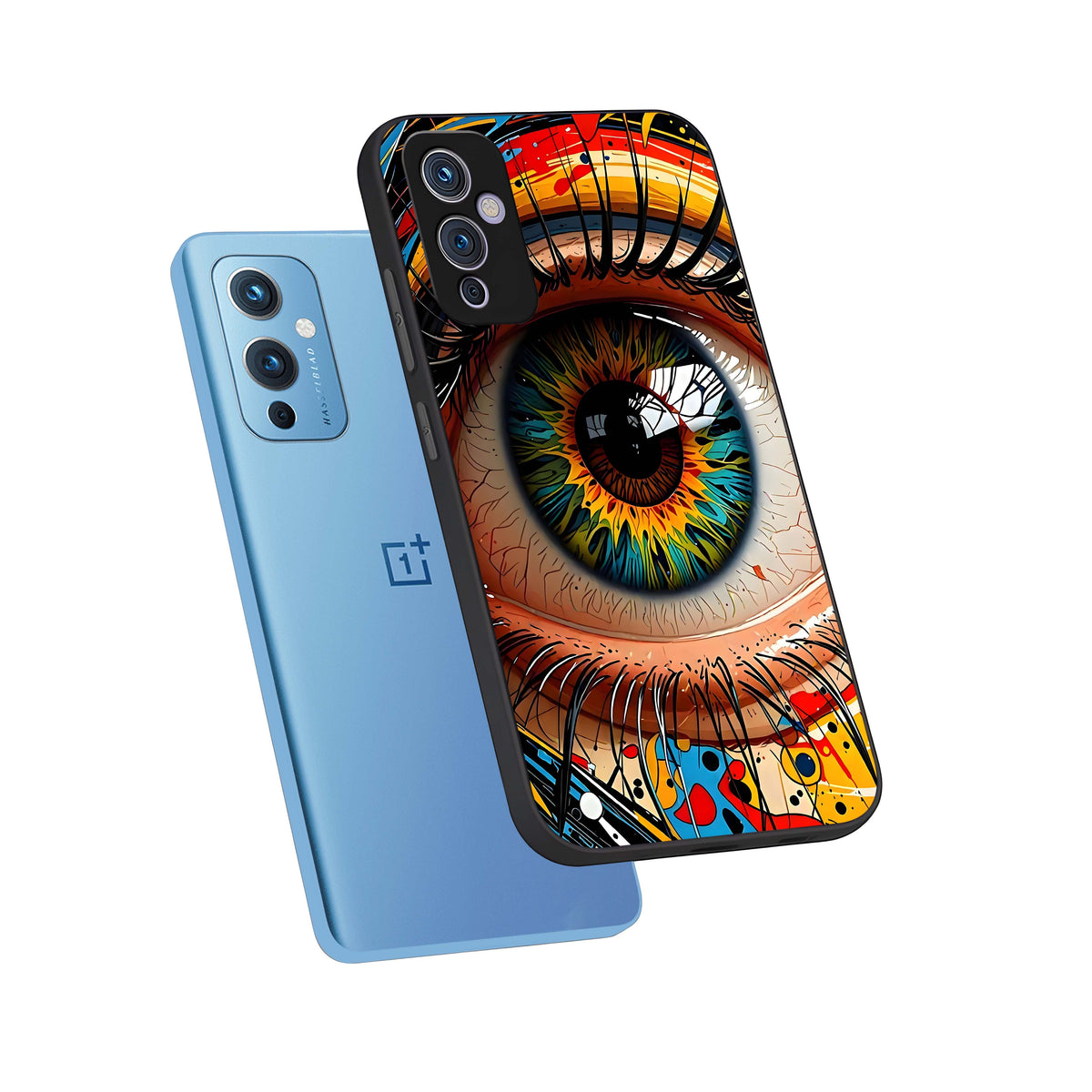  Colorful Eye phone case For OnePlus 9 showing premium glass back cover with detailed artwork