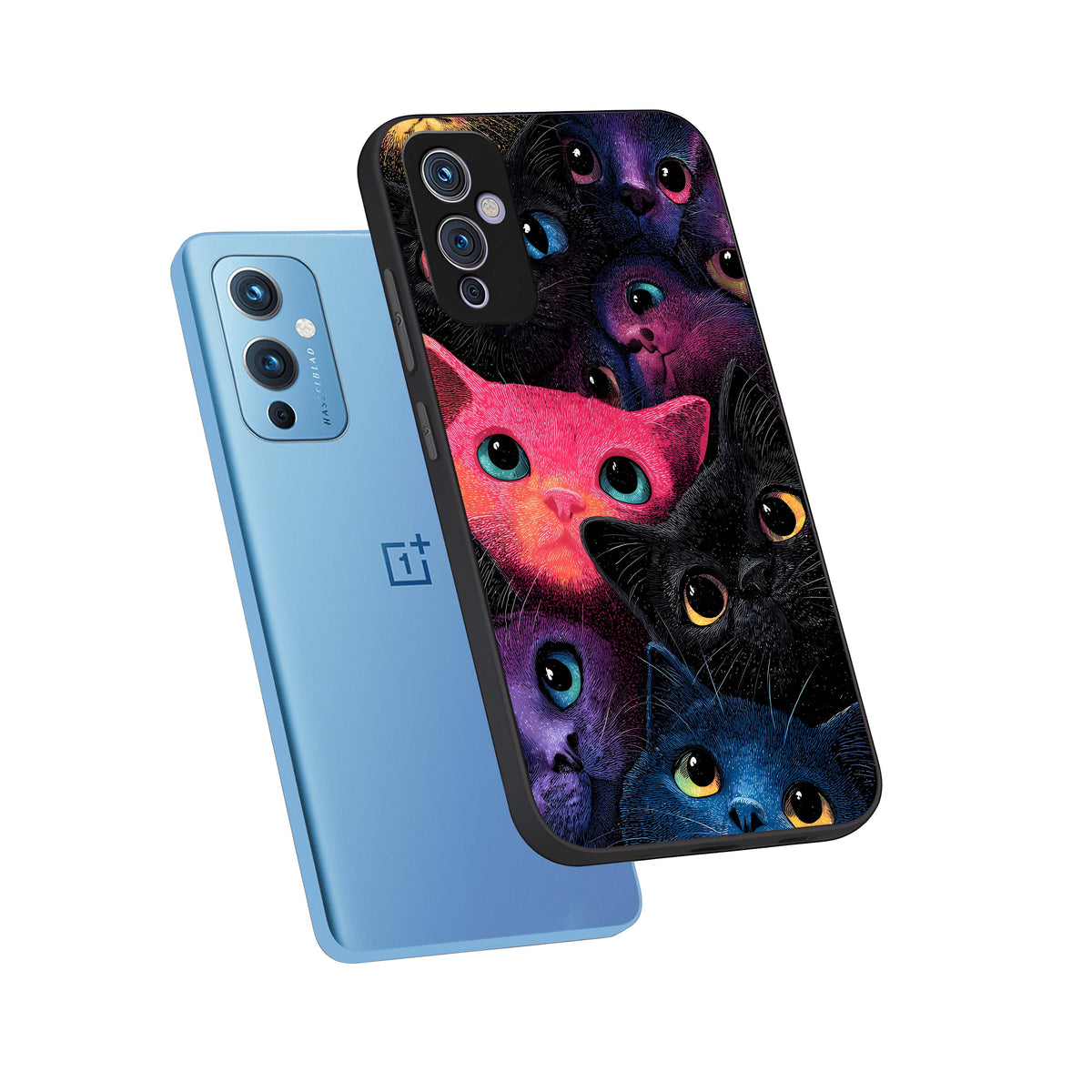  Cosmic Cats Dreams phone case For OnePlus 9 showing premium glass back cover with detailed artwork