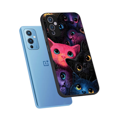  Cosmic Cats Dreams phone case For OnePlus 9 showing premium glass back cover with detailed artwork