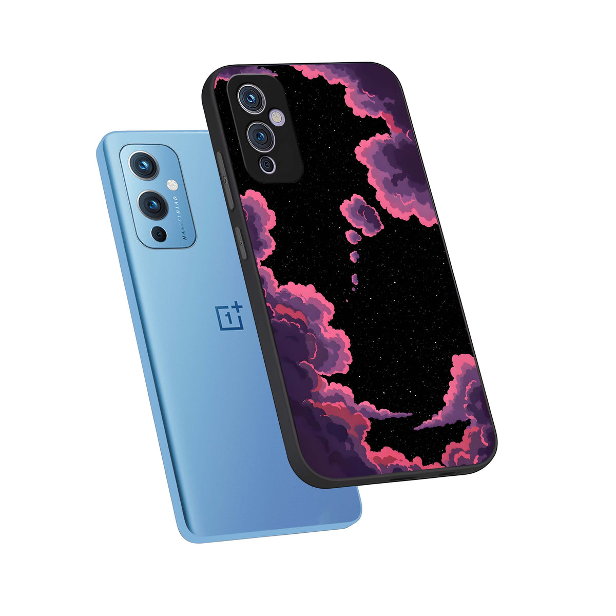  Cosmic Cloud Journey phone case For OnePlus 9 showing premium glass back cover with detailed artwork