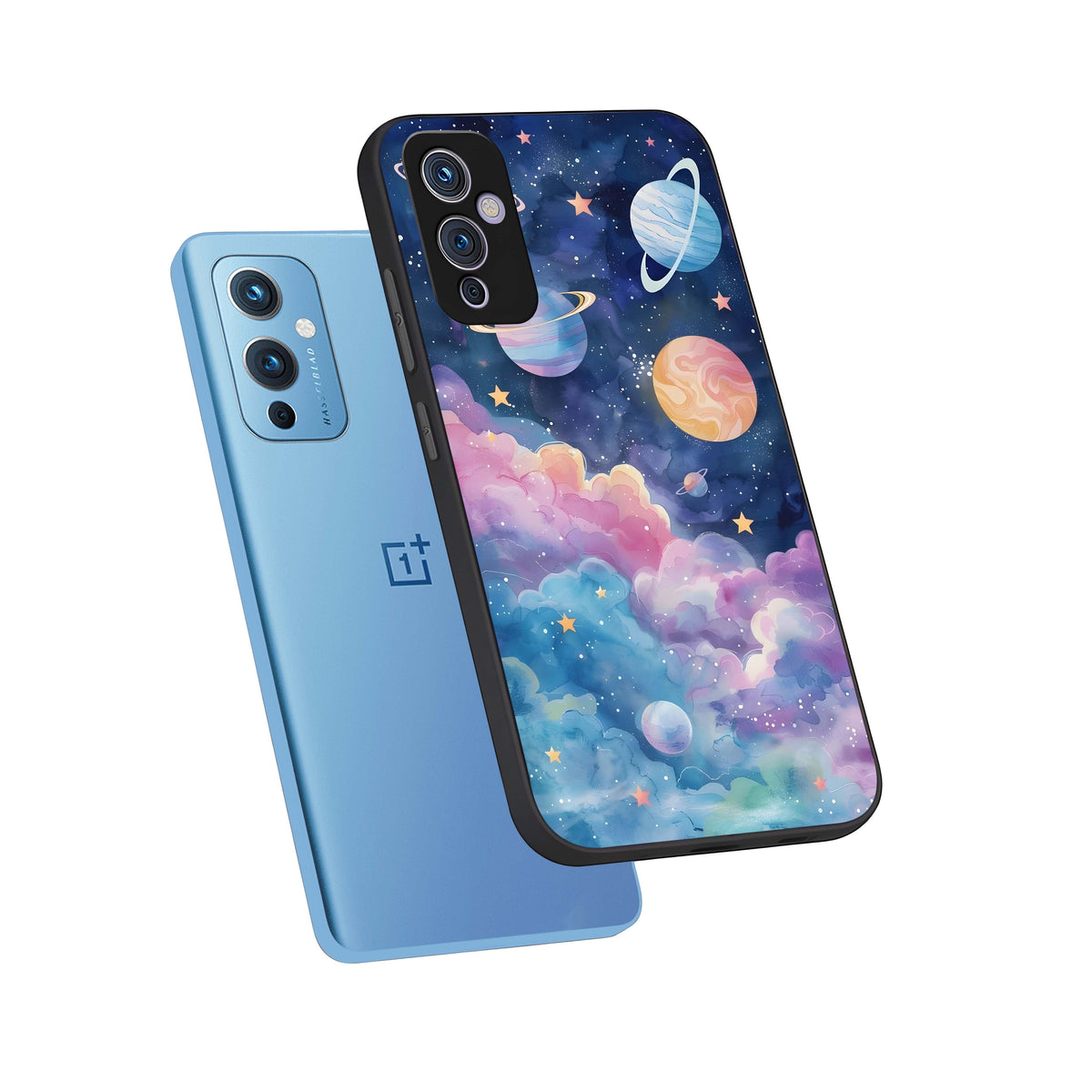  Cosmic Planet Dreams phone case For OnePlus 9 showing premium glass back cover with detailed artwork
