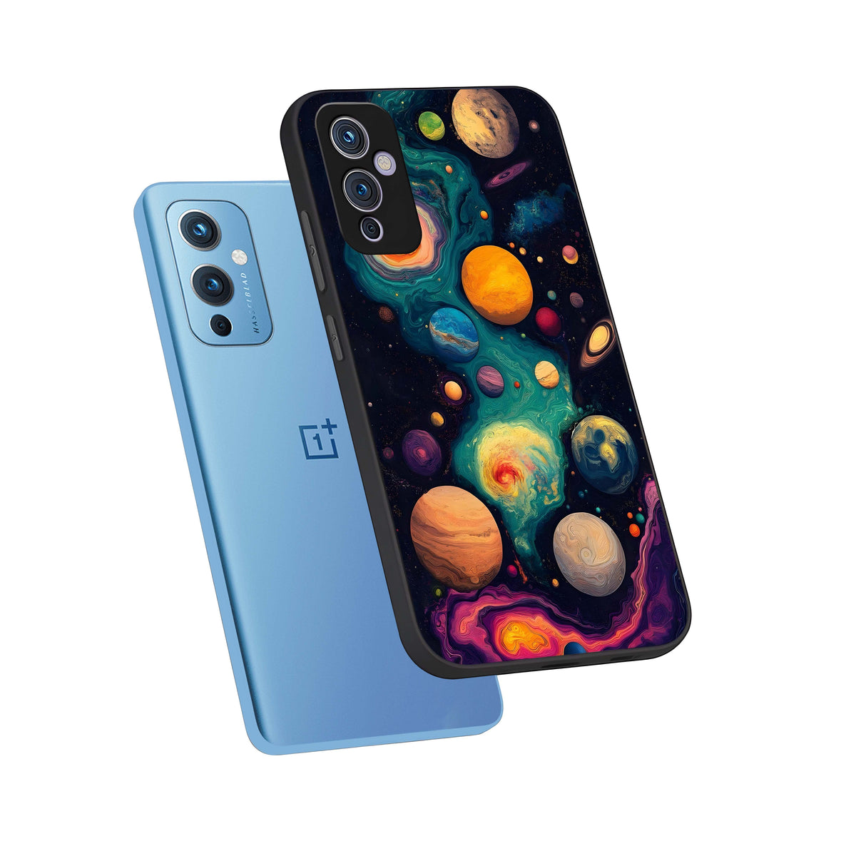  Cosmic Planet Journey phone case For OnePlus 9 showing premium glass back cover with detailed artwork