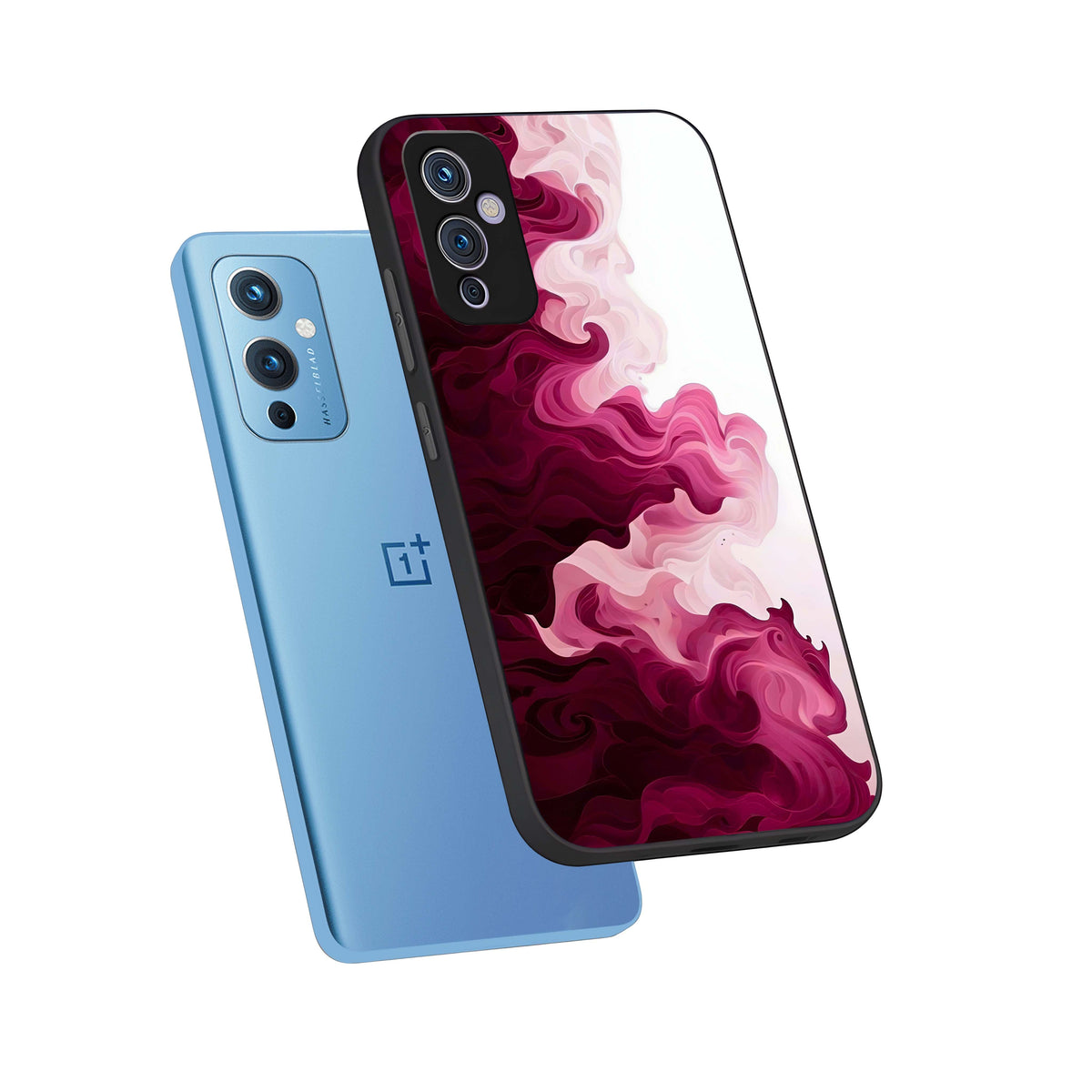  Crimson Wave Flow phone case For OnePlus 9 showing premium glass back cover with detailed artwork