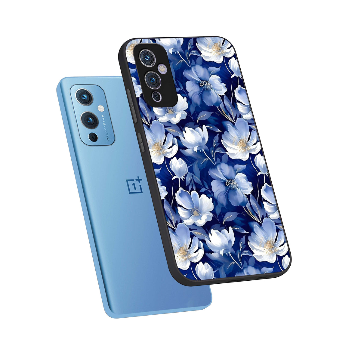  Cute Floral Patterns phone case For OnePlus 9 showing premium glass back cover with detailed artwork