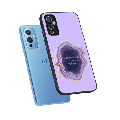  Damned People Quote phone case For OnePlus 9 showing premium glass back cover with detailed artwork