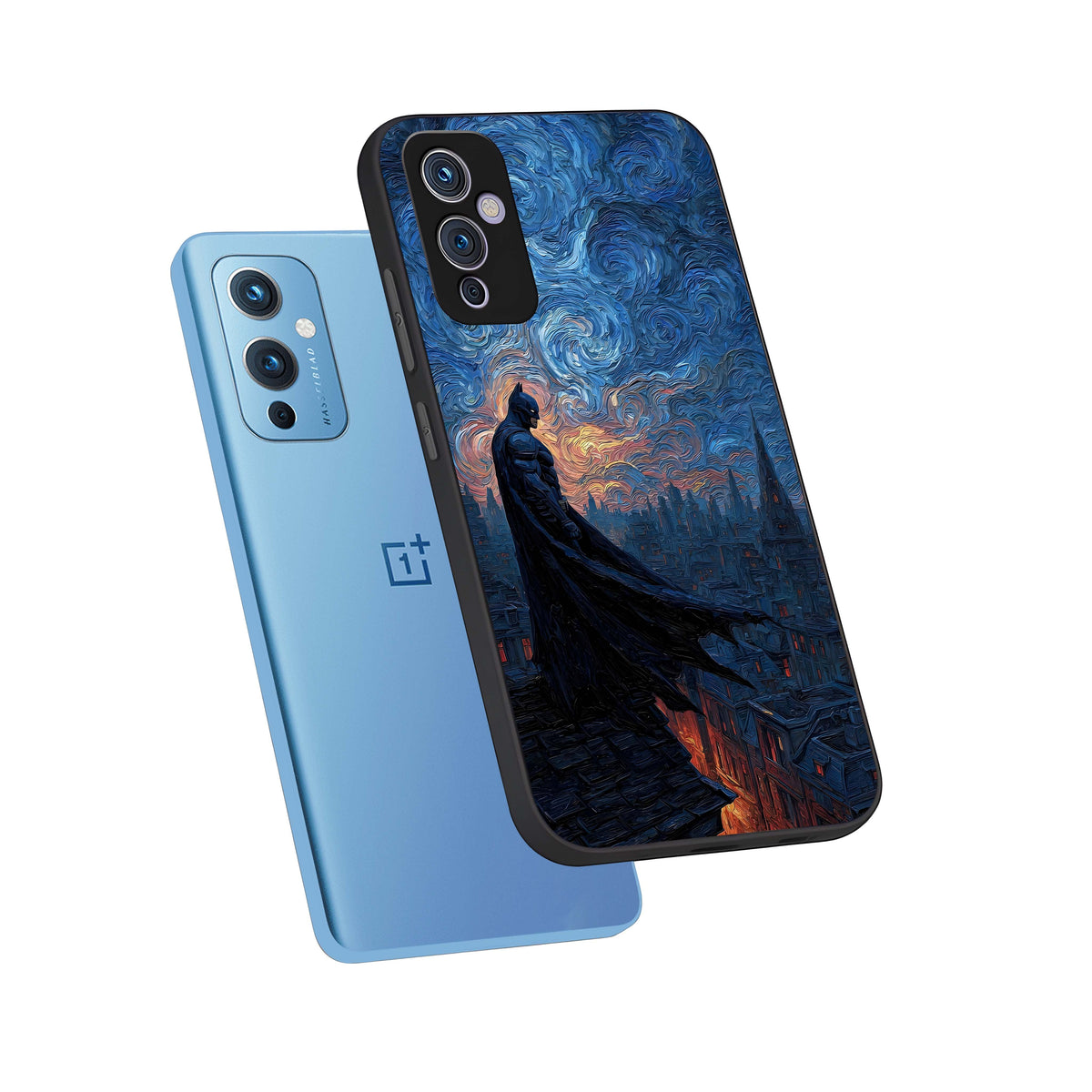  Dark Knight Dusk phone case For OnePlus 9 showing premium glass back cover with detailed artwork