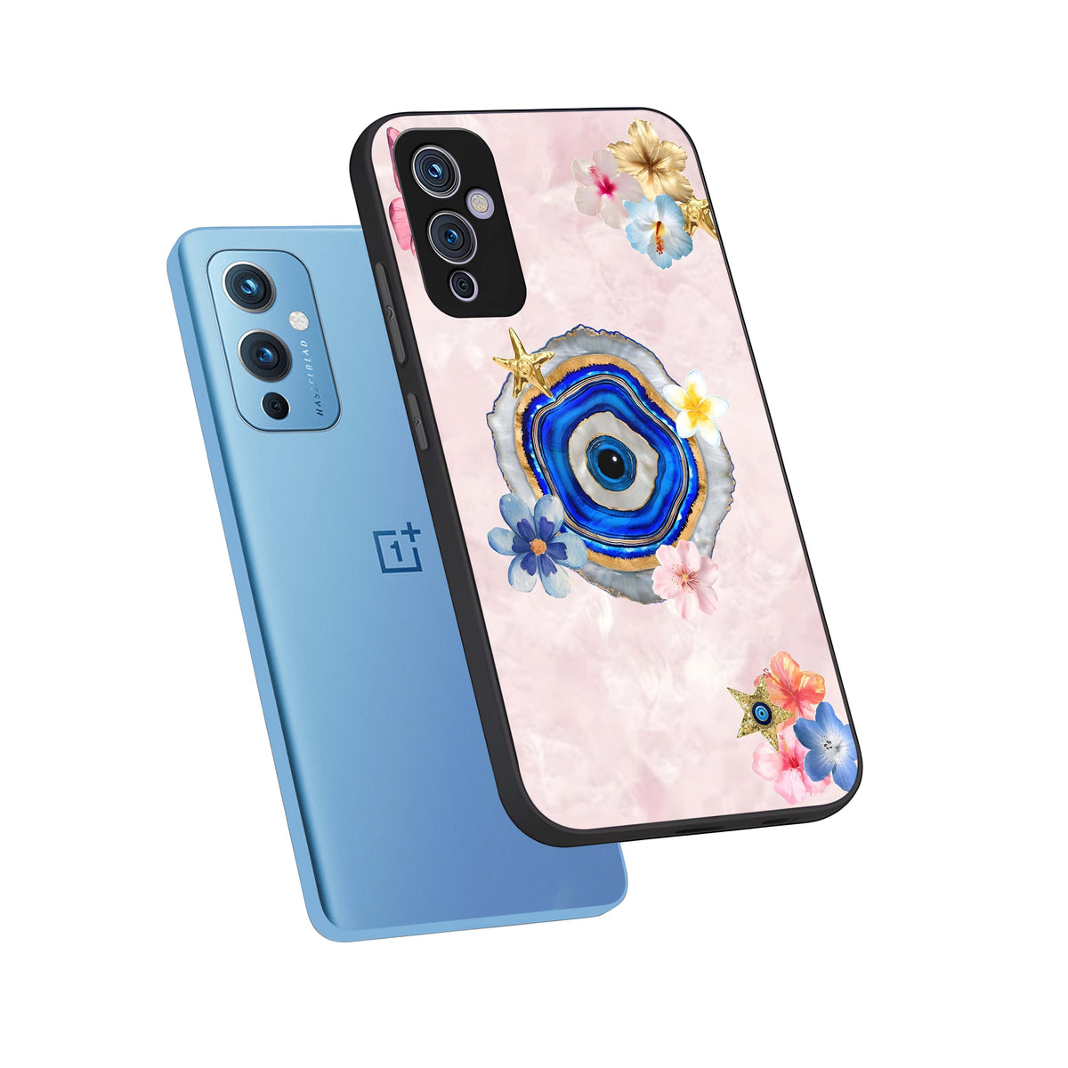  Divine Aura Bloom phone case For OnePlus 9 showing premium glass back cover with detailed artwork
