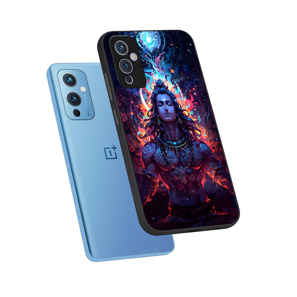  Divine Fire Shiv phone case For OnePlus 9 showing premium glass back cover with detailed artwork