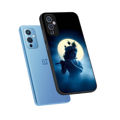  Divine Moon Flute phone case For OnePlus 9 showing premium glass back cover with detailed artwork