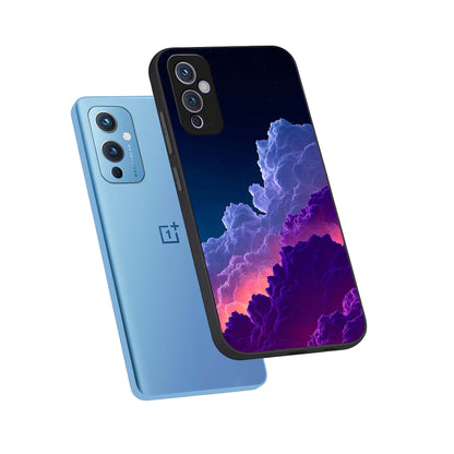  Dreamy Cloud Skies phone case For OnePlus 9 showing premium glass back cover with detailed artwork