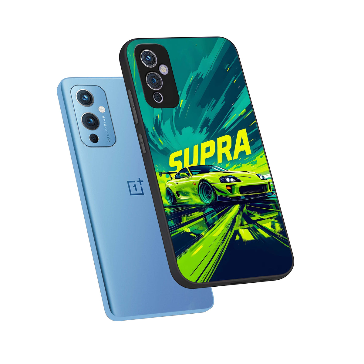  Electric Supra Thunder phone case For OnePlus 9 showing premium glass back cover with detailed artwork