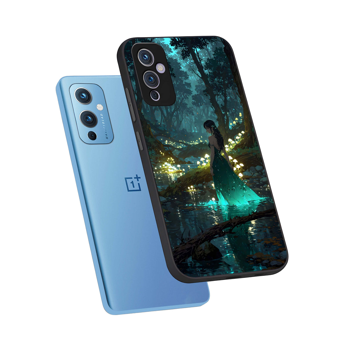  Enchanted Forest Glow phone case For OnePlus 9 showing premium glass back cover with detailed artwork