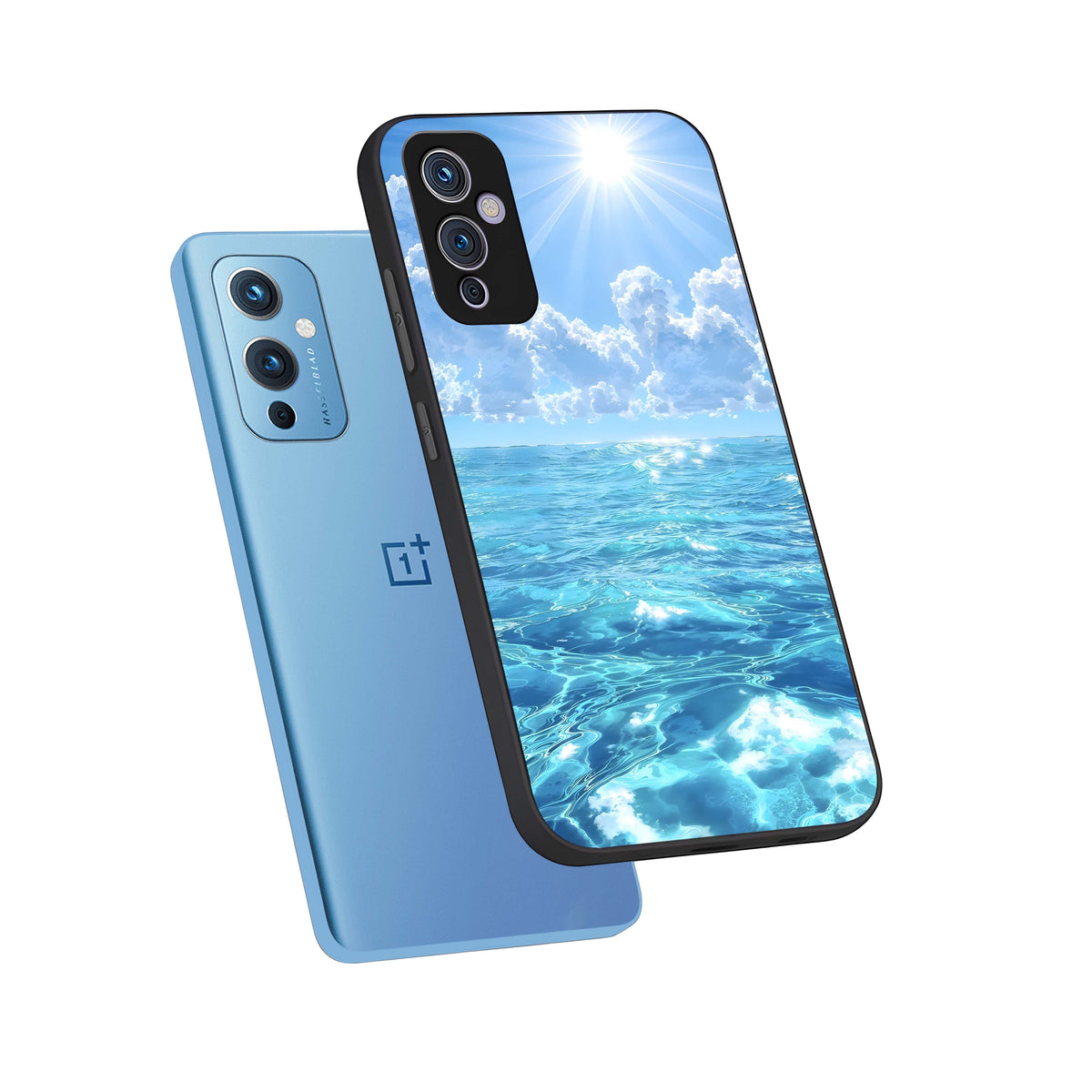  Endless Ocean Horizon phone case For OnePlus 9 showing premium glass back cover with detailed artwork